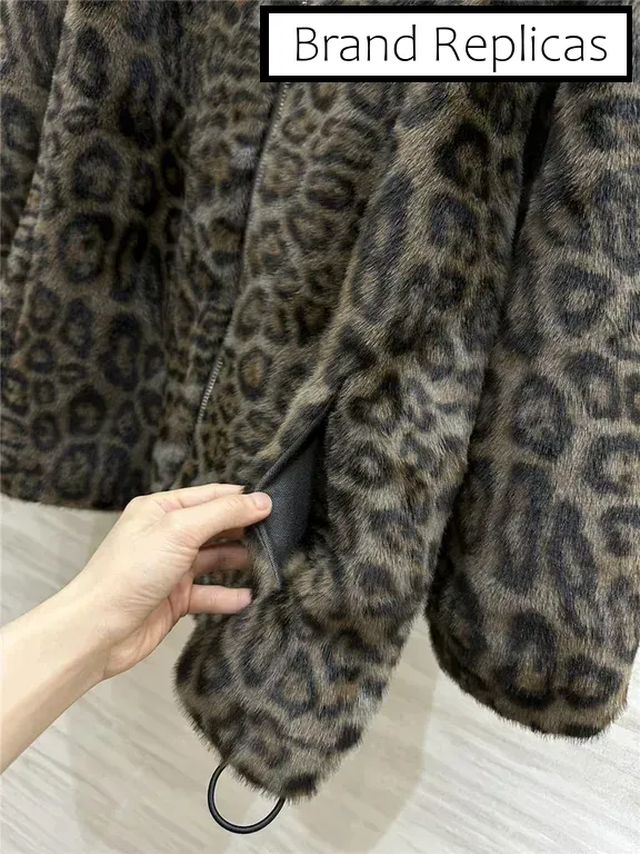 Dior leopard print shearling zip-up jacket